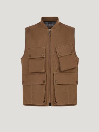 Belstaff Windermere Motorcycle Waistcoat Mens Waxed Cotton Sand Size 2XL