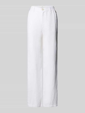 Fynch-Hatton Fynch-Hatton Straight Fit Leinenhose mit elastischem Bund in Ecru, Gr&ouml;&szlig;e 34