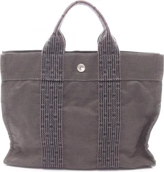 Herm&egrave;s Gray Canvas Handbag Tote Bag (Pre-Owned)