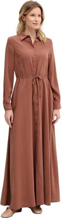 Gaud&igrave; Shirtdress met wijde rok - Dames - Shirt Kleedjes - Bruin - M - Polyester - Kleedjes