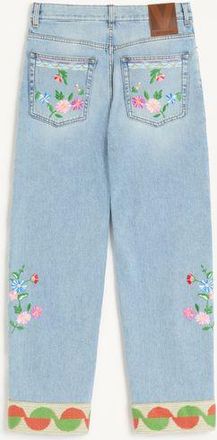 Valentino Pantaloni In Denim Ricamati Donna DENIM/MULTICOLOR 24