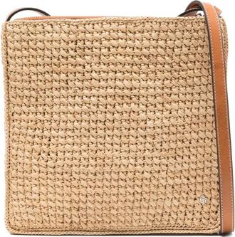 Helen Kaminski Borsa a spalla in pelle e rafia - Toni neutri