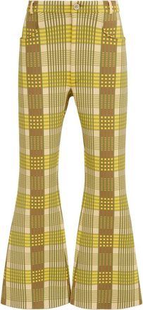 Marni plaid flared trousers - men - Polyamide/Polyester/Recycled Viscose - 56 - Yellow