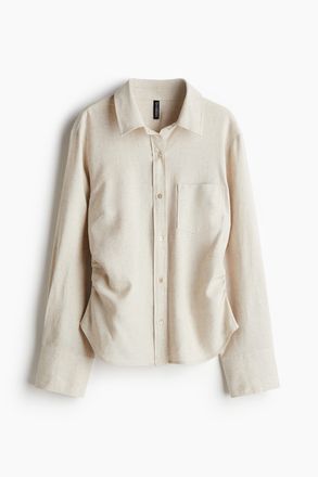H&M Leinenbluse mit Raffungen - Hellbeige