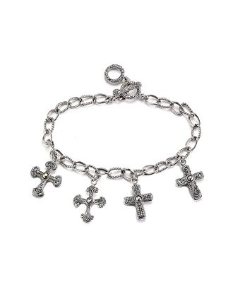 Samuel B. 18K & Silver Cross Bracelet