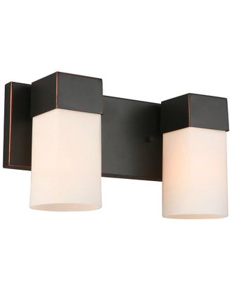 Eglo Eglo Ciara Springs 2 Light Bath/Vanity Light With Oil Rubbed Bronze Finish & Frosted Glass Shades