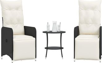 vidaXL Sillas De Jard&iacute;n Reclinables Con Mesa 2 Uds Rat&aacute;n Pe Negro Vidaxl