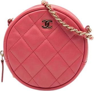 Chanel Pre-owned Cross Body Bags, female, Pink, Size: ONE SIZE Pre-owned Leather Cross Body Bag