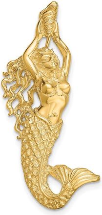 Diamond2Deal 10k Yellow Gold Polished Textured Mermaid Chain Slide Pendant