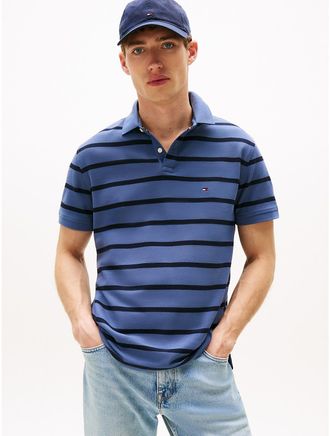 Tommy Hilfiger Mens Regular Fit Stripe Wicking Polo - Blue - XXXL