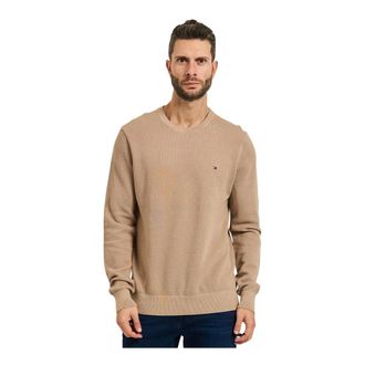 Tommy Hilfiger Truien & Vesten, Heren, Beige, XL, Katoen, Structure Pullover
