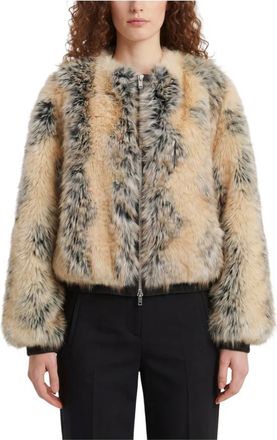 Frankie Shop Gina Faux Fur Bomber Jas - Dames - Jassen - Beige - Maat: S Poliester