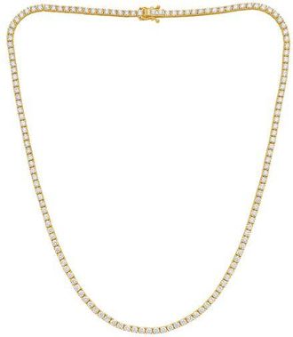 Diana M. Jewels 14kt yellow gold lab grown round diamond tennis necklace weighing 15.50 cts tw