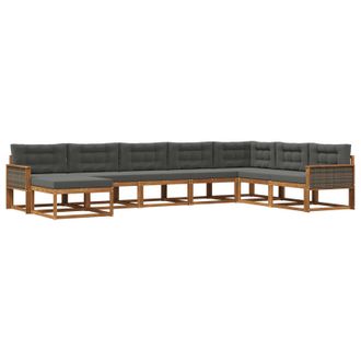 vidaXL Conjunto De Sof&aacute;s De Exterior 8 Pcs Natural Y Antracita Vidaxl