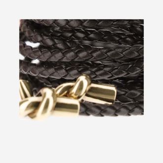 Bottega Veneta Womens Woven Belt With Knot Detail Brown Lambskin