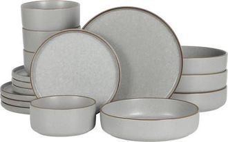 Gibson Home Gelston Stoneware Matte Reactive Glaze Plates and Bowl Dinnerware Set in Grey at Nordstrom