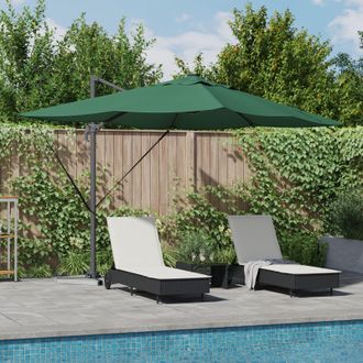 Berkfield Home Cantilever Roma Parasol with LEDs Green 352x251x265 cm Aluminium | Size: 352 x 251 x 265 cm