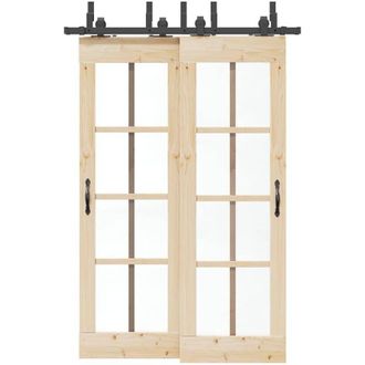 vidaXL Kit De Herrajes Para Puertas Correderas Acero Negro 152,5 Cm Vidaxl
