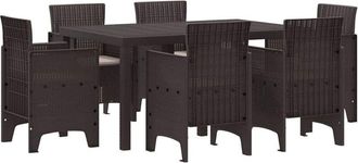 vidaXL Conjunto de Comedor de Jardín 7 pcs Marrón Ratan Polt Vidaxl