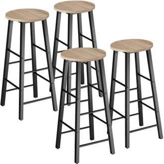 TecTake Set Of Bar Stools Keynes Industrial Wood Light Set Of 4 in Light Oak