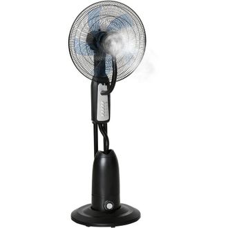 HOMCOM Homcom Ventilador Nebulizador 44,5 Cm De Di&aacute;metro Tanque De 2,8 L 90w De Pie Oscilante Y Silencioso Con 3 Velocidad Y 5 Aspas Altura De 120 Cm Negro