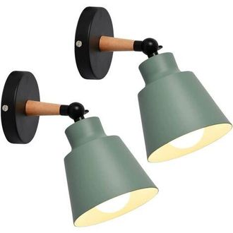 OEM Juego De 2 Apliques De Pared Met&aacute;licos Industriales Vintage Ajustables Con Casquillo E27 Para Uso Interior (verde)