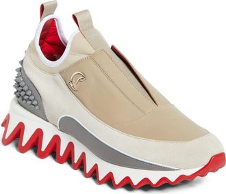 Christian Louboutin Sharkyloub Spikes Slip-On Sneaker in Goose/Smoke Grey at Nordstrom, Size 11.5Us
