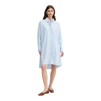 Mos Mosh Asymmetrische overhemdjurk - Dames - Shirt Kleedjes - Blauw - S - Katoen - Kleedjes