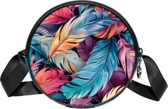 Generic Circle Crossbody Bag for Women, Bird Small Sling Bag Daypack with Zipper Adjustable Shoulder Straps Casual Ladies Girls Round Purse