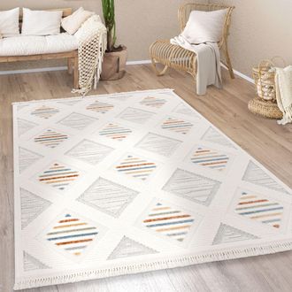 Paco Home Paco Home - Alfombra Salon De Habitacion Pelo Corto Modern Boho Etnica Nordica Dibujo Flecos 80x150 Cm, Multicolor 5