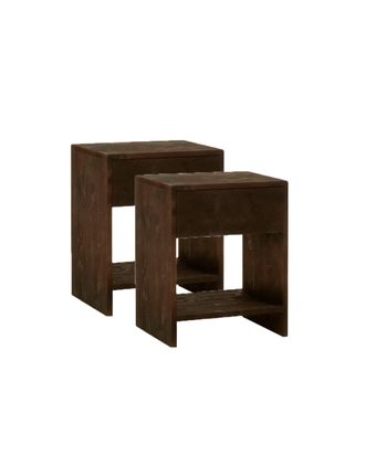 Deco Wood Pack de 2 mesitas de noche de madera nogal 40x40cm