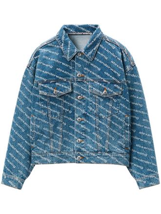 Alexander Wang Denim jack met logoprint - Blauw