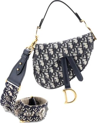 Dior Saddle Handbag with Strap Oblique Canvas Mini shoulder bag - Blauw