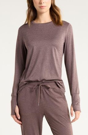 Zella Liana Restore Soft Lite Long Sleeve T-Shirt in Grey Plum at Nordstrom, Size Xx-Large
