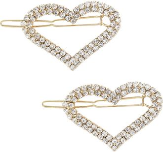 Ettika Set of 2 Crystal Heart Barrettes in Gold at Nordstrom