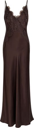 Shona Joy Simona Lace-trim Satin Maxi Dress - Dark Brown - 12 (UK12 / M)