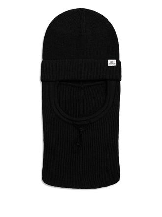 C.P. Company ribbed logo balaclava hat - unisex - Wool - One Size - Black