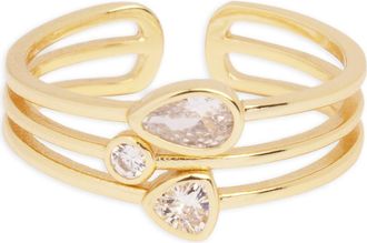Argento Vivo Cubic Zirconia Multirow Ring in Gold at Nordstrom, Size 6