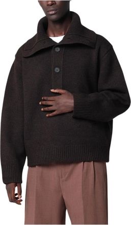 STUDIO NICHOLSON Orena Button-up Jumper - Heren - Vesten - Bruin - XL - Truien & Vesten