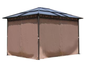 Quick-Star Quick-star - Metall Garten Hardtop Pavillon 3x3,6m Mit 4 Seitenteilen Doppelstegplatten Polycarbonat