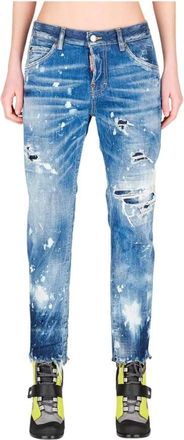 Dsquared2 Cool Girl Straight Jeans - Dames - Regular Fit Jeans - Blauw - 2XS - Katoen - Jeans