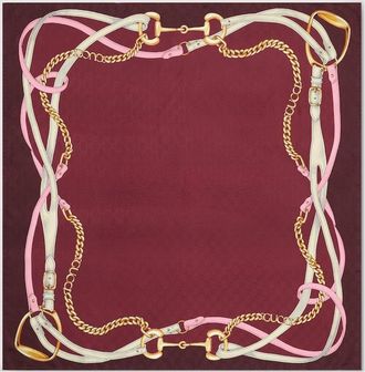 Gucci Printed GG Silk Jacquard Carr&eacute;, Red, Silk