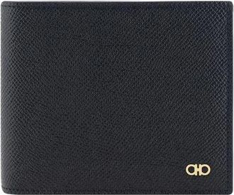 Ferragamo Gestructureerde Leren Billfold Portemonnee - Heren - Portefeuilles - Zwart - ONE Size - Leer - Accessoires