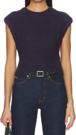 Frame Denim Sleeveless Plush Vest In Royal Purple