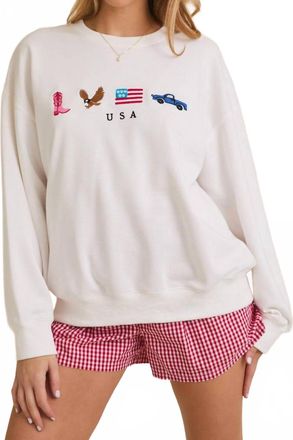 Daisy Knights All American Embroidered Crewneck Sweatshirt In White