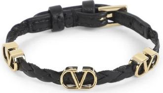 Valentino Garavani VLogo Signature Armband - Dames - Armbanden - Zwart - ONE Size - Leer - Accessoires