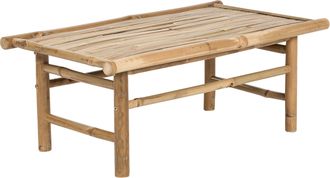 Beliani Mesa De Centro De Bamb&uacute; 80 X 45 Cm Madera Clara Todi Maciza Dise&ntilde;o R&uacute;stico Interior Exterior Tono Claro