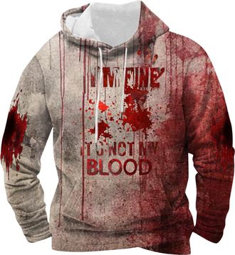 Generic Problem Solved Hoodie Mens Halloween IM Fine Bloody Hooded Drawstring Pocket Sweatshirt Men Hip Hop Pullovers Casual Sweatshirt Mens Horror Halloween 