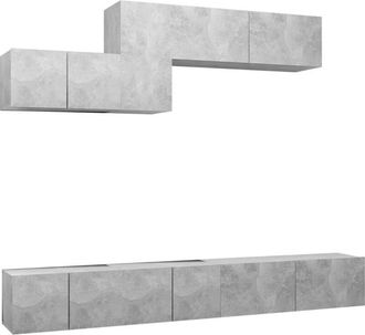vidaXL Vidaxl - 6 Piece tv Cabinet Set Concrete Grey Engineered Wood