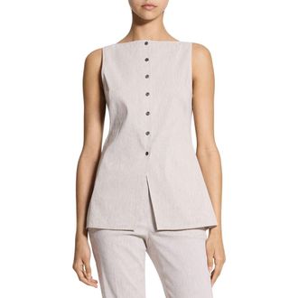 Theory Sleeveless Linen Blend Top in Cognac Multi at Nordstrom, Size Medium